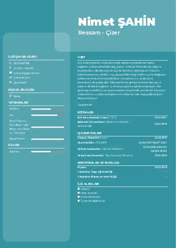 Ressam Cv Örnekleri cv indir